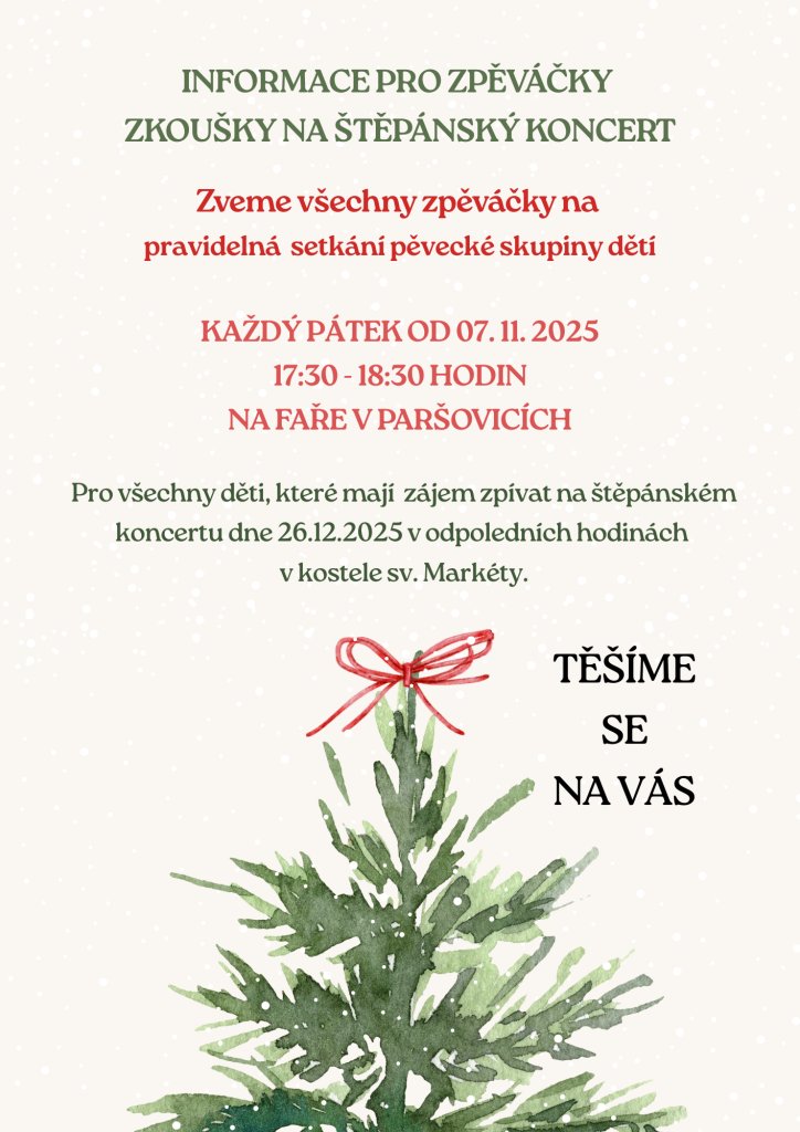 Pozvánka na zkoušky pěvecké dětské skupiny