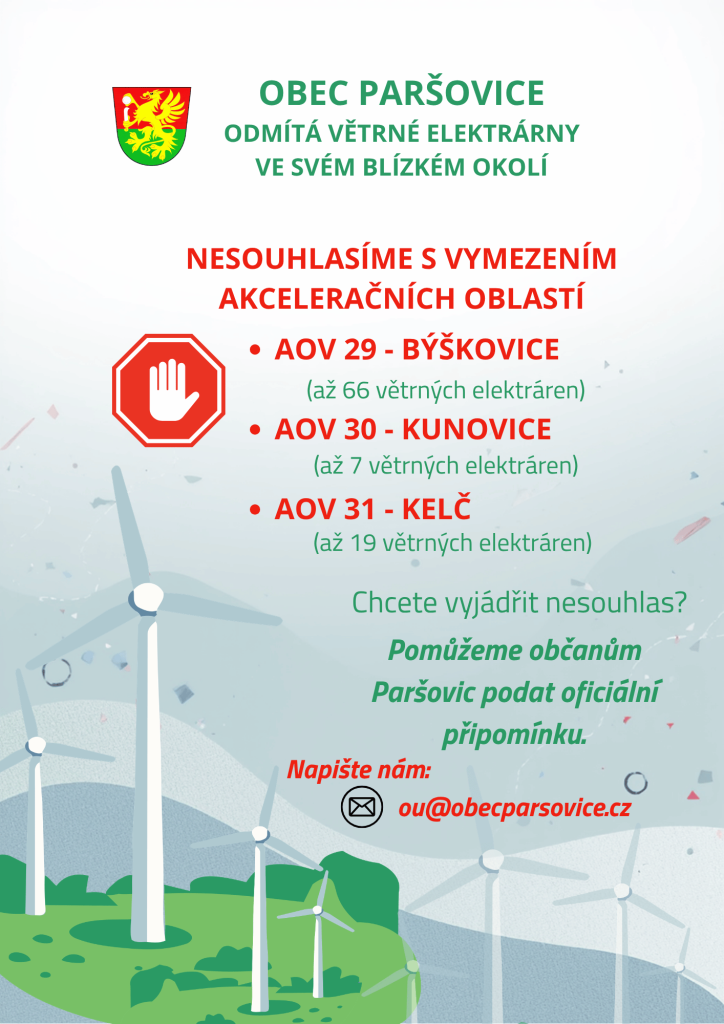 Nesouhlas obce Paršovice - akcelerační zóny AOV29-AOV31